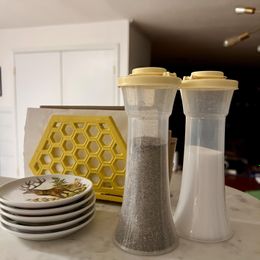 LARGE HOURGLASS SALT AND PEPPER SHAKERS