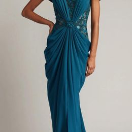 Julina Draped Overlay Embroidered Gown – Tadashi Shoji Official