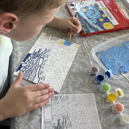 Customer photo from the review "My third grader was looking forward to trying out one of his paint-by-number art kits. These Faber Castell museum kits are great. The paint…"