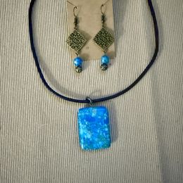 Blue Variscite Rectangle Gemstone Pendant,30x40mm – Auntie's Beads