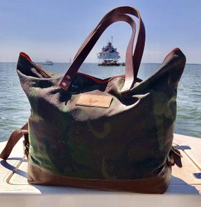 Nantucket Waxed Canvas Adventure Tote | Red Canvas Tote