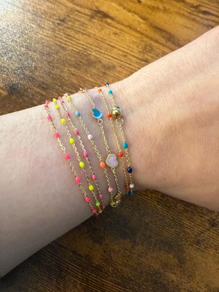 Customer photo of 18k Gold Ball Bracelet with colorful enamel points | Everyday Bracelet