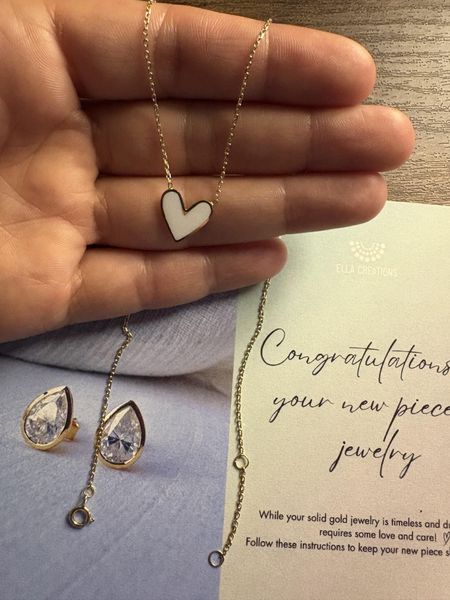 Customer photo of 18k Dainty Heart Necklace | Red Heart Necklace
