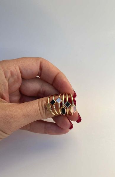Customer photo of Hexagon ring | Basima Stackable rings | ready to ship size 7.25