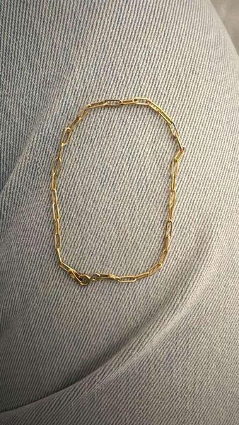 Customer photo of 18K Gold Paperclip Bracelet| Dainty Italian Paperclip Bracelet