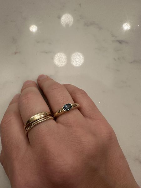 Customer photo of 18k Half Bezel Dome Ring | Blue Tourmaline | Pink Tourmaline | Teal Sapphire